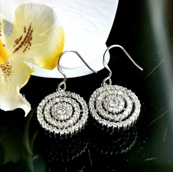 Sterling silver cz hoop earrings dangle hoops